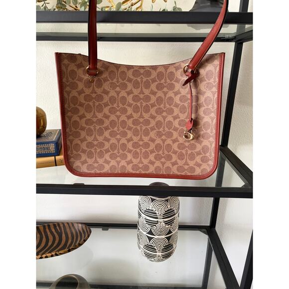 Coach Handbags - Coach Zip Top City Tote Signature Canvas Leather Trim Shoulder Purse